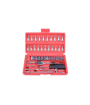Set Kit 46 Pezzi Chiavi A Bussola Con Cricchetto 1/4" Cacciavite Esagonale Tubo         