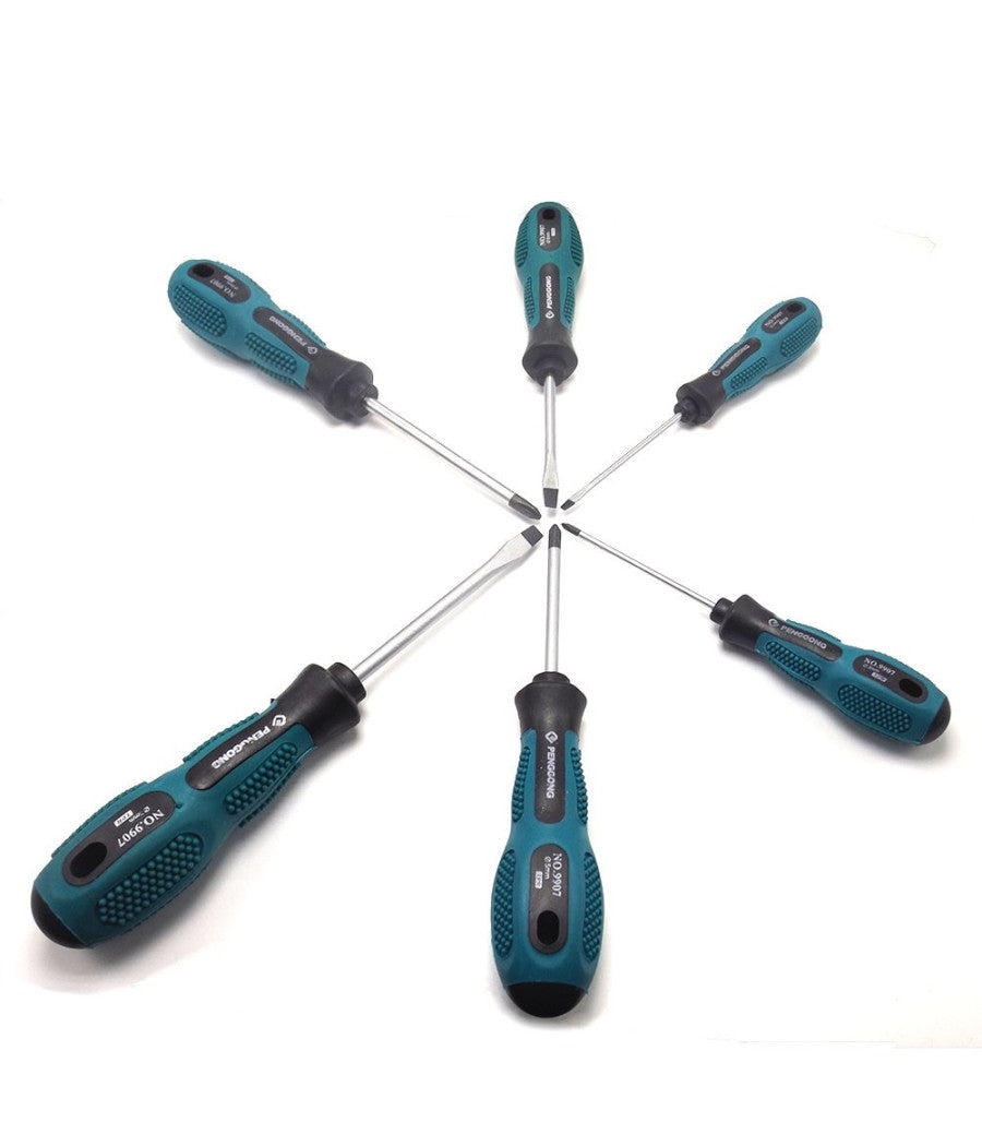 Set Kit 7 Cacciaviti Cacciavite Con Manico Ergonomico Punta A Stella A Taglio         