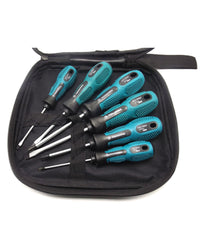 Set Kit 7 Cacciaviti Cacciavite Con Manico Ergonomico Punta A Stella A Taglio         