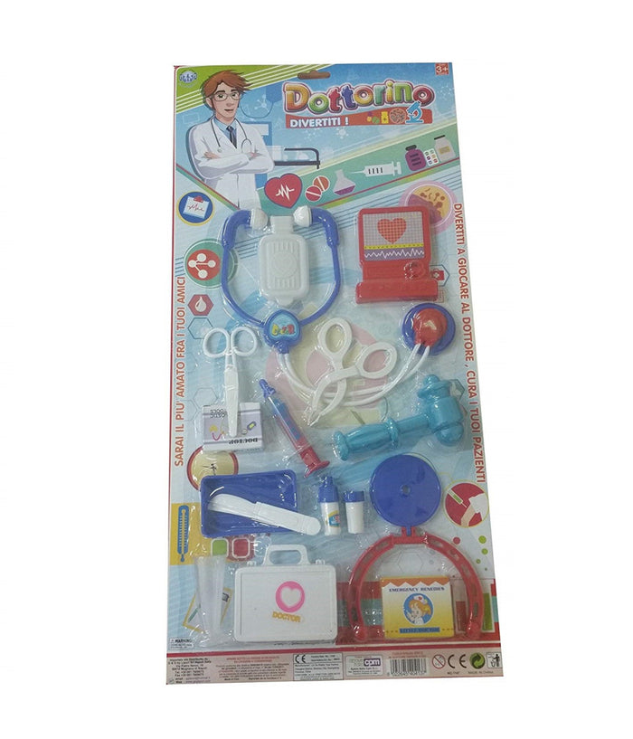 Set Kit Dottore Stetoscopio Forbice Siringa Microscopio Bambini Bambino Eta' 3+         