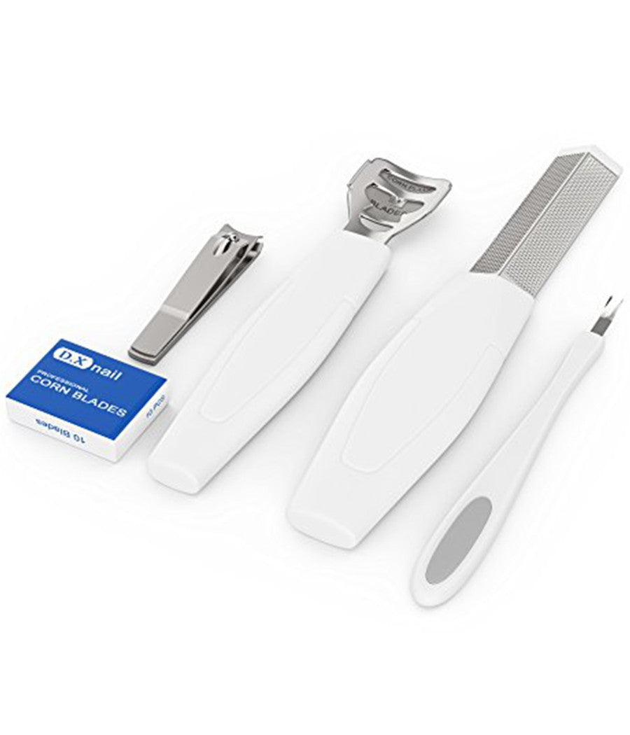 Set Kit Per Pedicure 4 In 1 Lima Abrasiva Rimuovi Calli Raspa Credo Tagliaunghie         