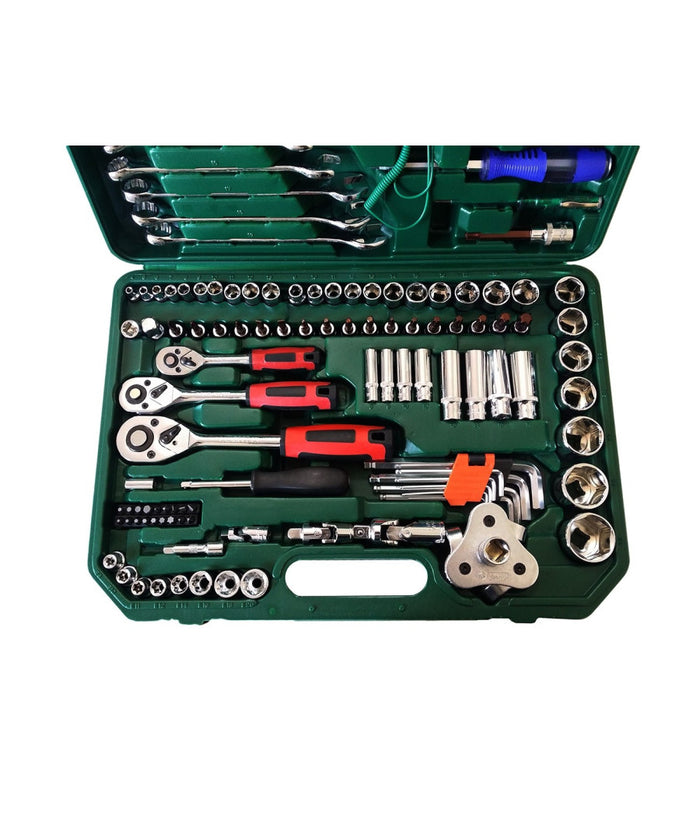 Set Kit Utensili 121 Pz Bussole Chiave Chiavi Cricchetto Attrezzi 1/4" 3/8" 1/2"         