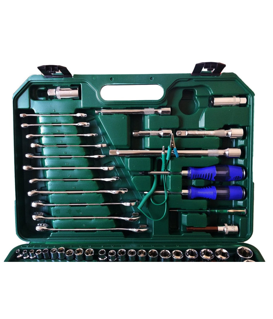 Set Kit Utensili 121 Pz Bussole Chiave Chiavi Cricchetto Attrezzi 1/4" 3/8" 1/2"         