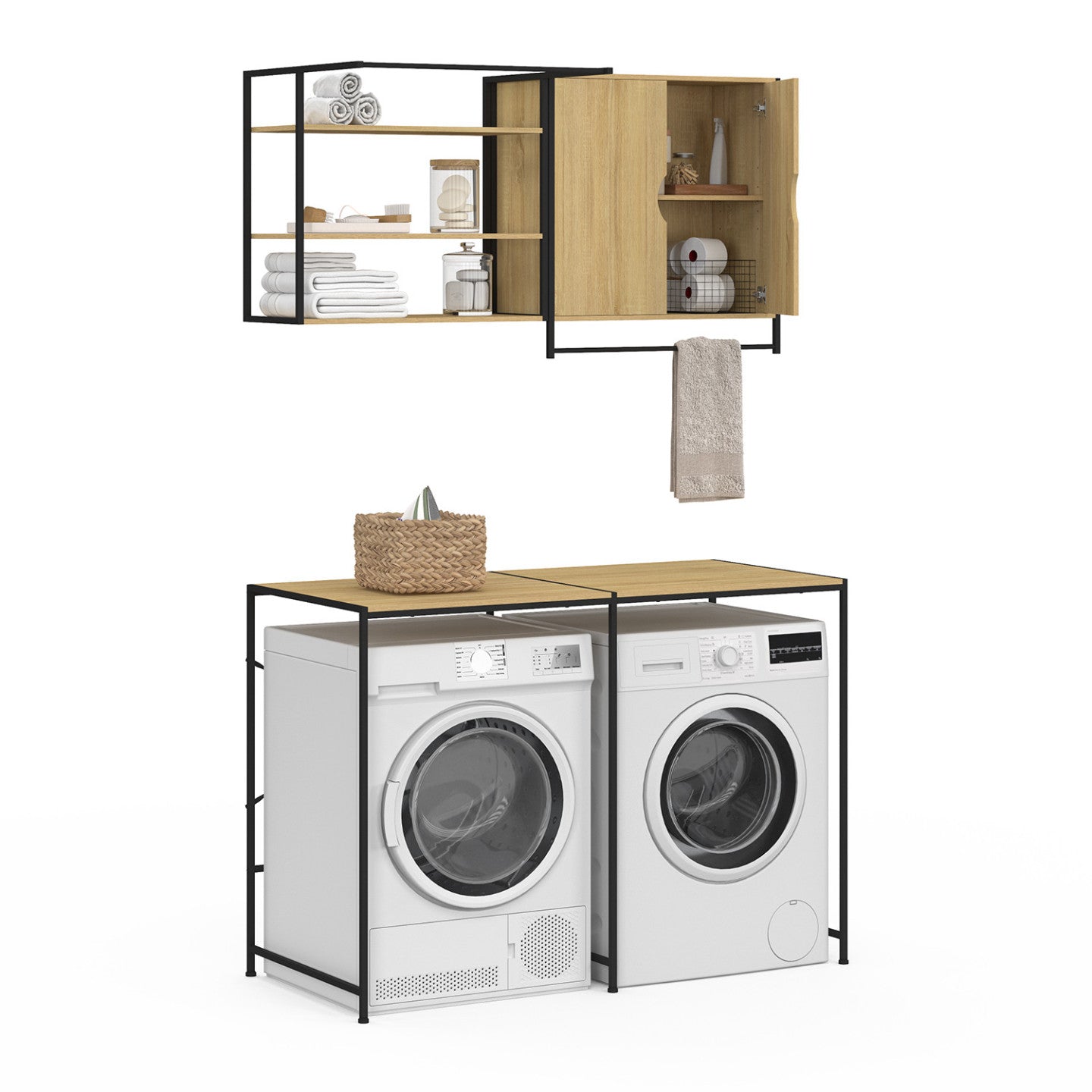 IDMarket - Set lavatrice e asciugatrice di design industriale DETROIT