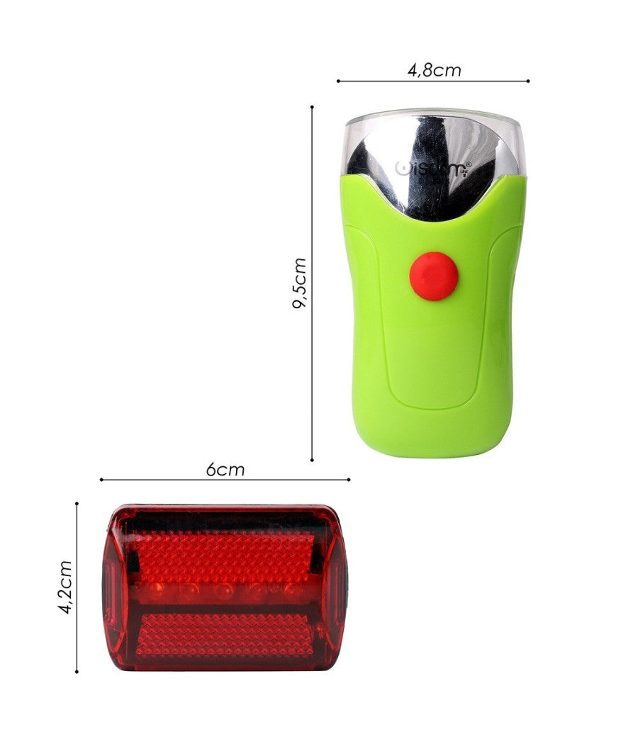 Set Luci Led A Batteria Anteriore Posteriore Per Bici Attacco Universale Xc-2075         