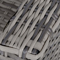 Lunch - Set da pranzo per esterni con divano + 2 poltrone + tavolo rettangolare con ripiano in vetro 5mm. Set da giardino 6 posti in alluminio e polyrattan completo di cuscini