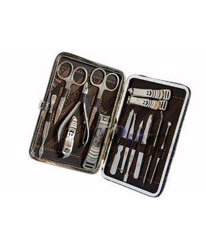 Set Manicure Pedicure 14 Pezzi Professionale In Astuccio Forbici Tronchesina         