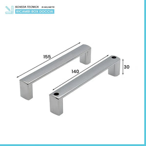 Set maniglie per porta doccia dentro-fuori cromate design squadrato