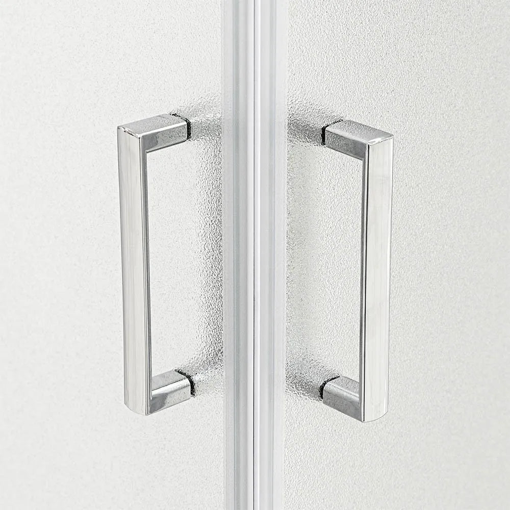 Set maniglie per porta doccia dentro-fuori cromate design squadrato
