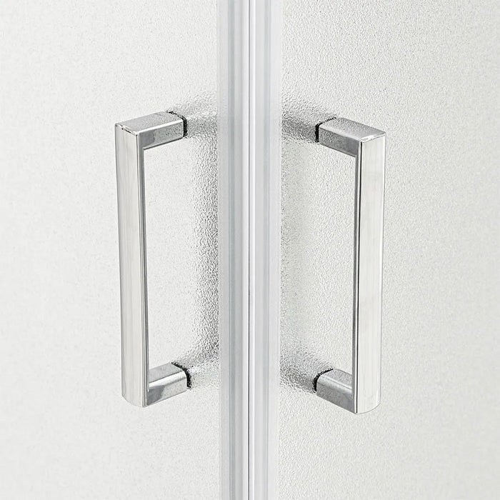 Set maniglie per porta doccia dentro-fuori cromate design squadrato