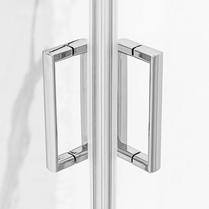 Set maniglie per porta doccia dentro-fuori cromate design squadrato