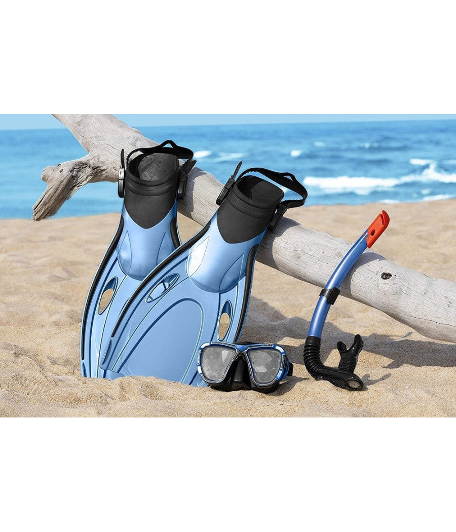 Set Maschera Boccaglio Pinne Da Snorkeling Blacksea Per Adulti Immersioni 25045         