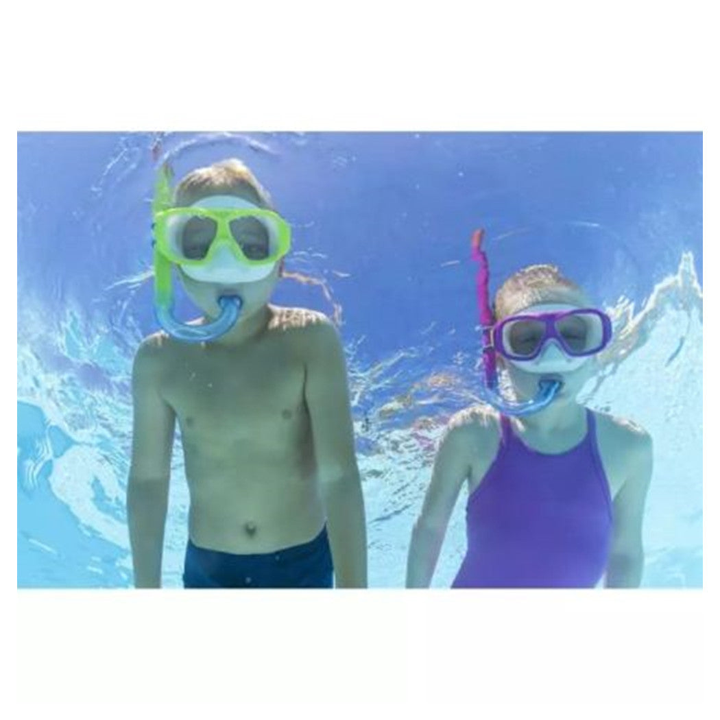 Trade Shop - Set Maschera Boccaglio Pinne Snorkeling Freestyle 7-14 Anni Piscina Mare 25019 -