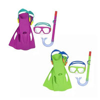 Trade Shop - Set Maschera Boccaglio Pinne Snorkeling Freestyle 7-14 Anni Piscina Mare 25019 -