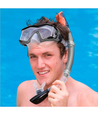 Set Maschera Con Boccaio Per Immersioni Snorkeling Sub Mare Piscina Nero         