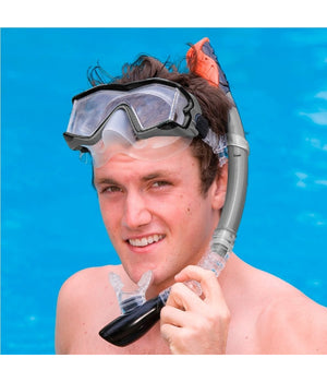 Set Maschera Con Boccaio Per Immersioni Snorkeling Sub Mare Piscina Nero         