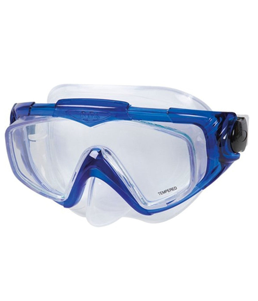 Set Maschera In Vetro Con Boccaio Per Immersioni Snorkeling Sub Mare Piscina Blu         