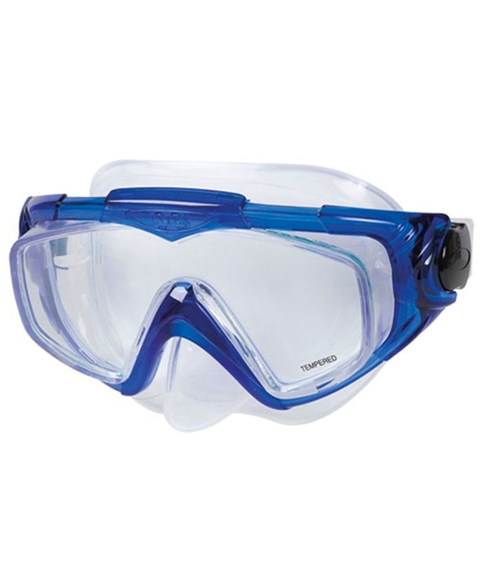 Set Maschera In Vetro Con Boccaio Per Immersioni Snorkeling Sub Mare Piscina Blu         