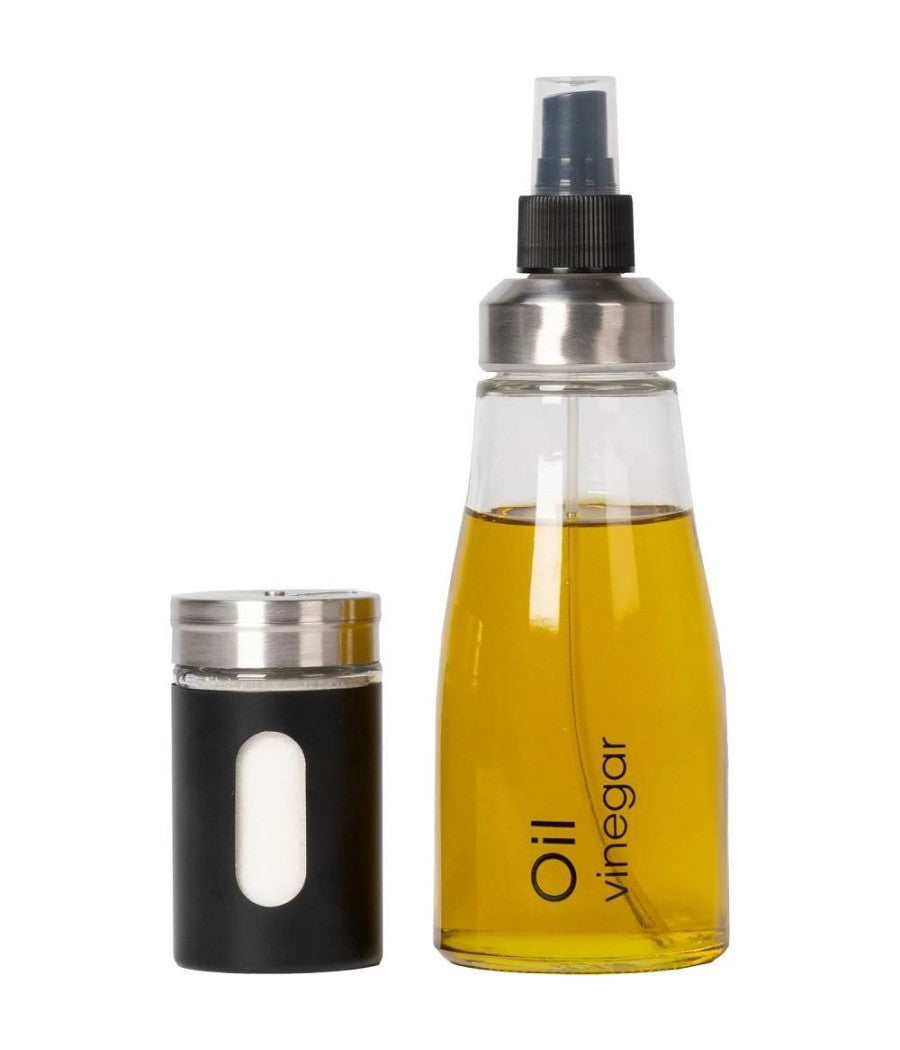 Set Menage Contenitori In Vetro Acciaio 4 Pezzi Con Stand Accessori Per Cucina         