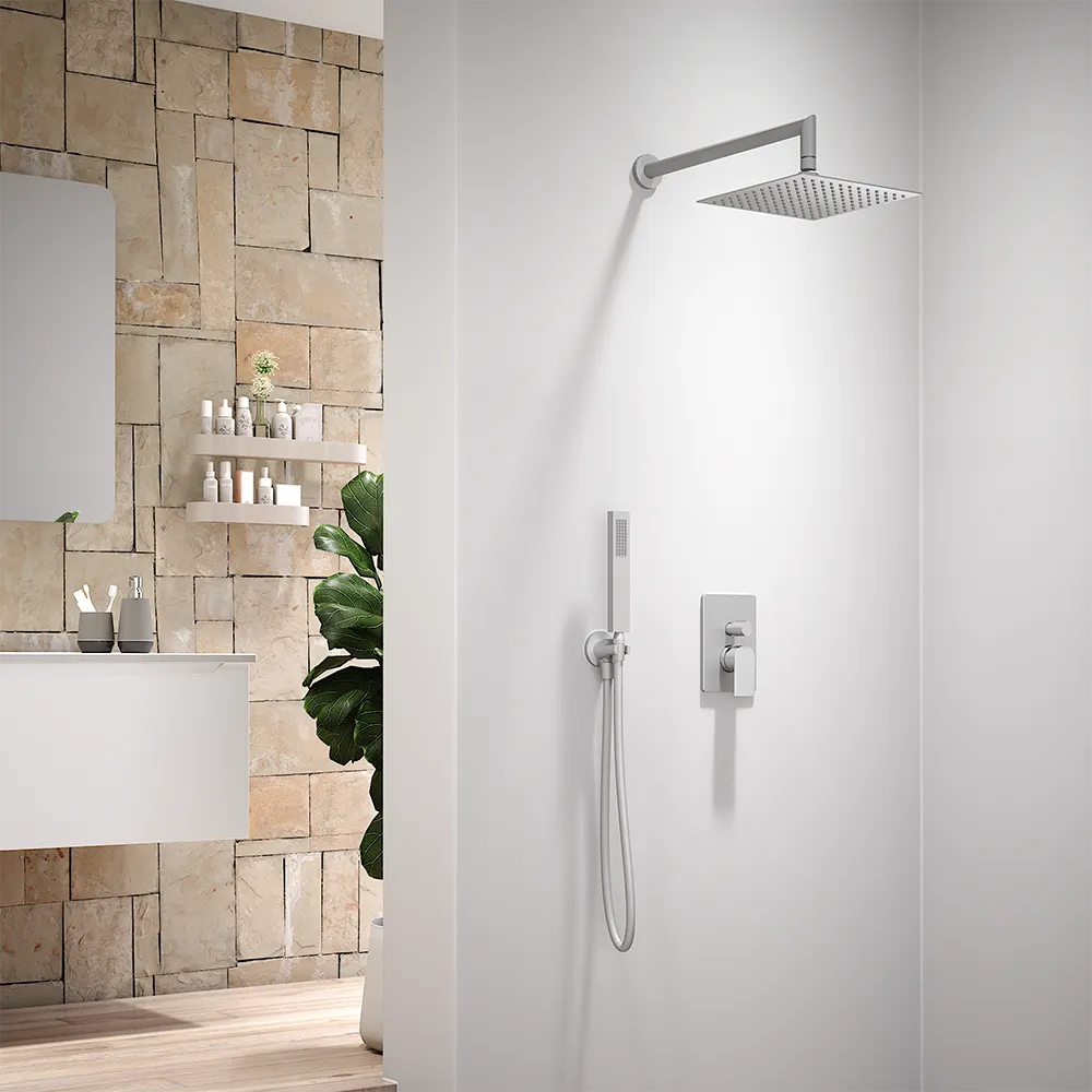 Sistema doccia 2 vie, soffione d=250 e doccino nickel spazzolato | Rita
