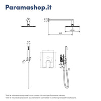 Sistema doccia 2 vie, soffione d=250 e doccino nickel spazzolato | Rita