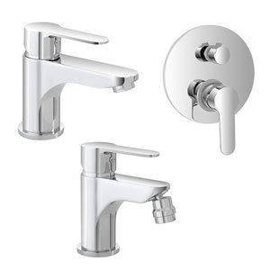 Set miscelatori cromati lavabo bidet e doccia incasso con deviatore Zoe