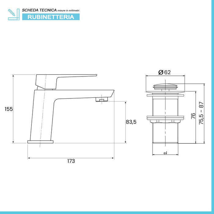 Set miscelatori cromati lavabo bidet e vasca con kit doccia Kubo