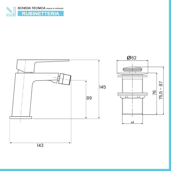 Set miscelatori cromati lavabo bidet e vasca con kit doccia Kubo