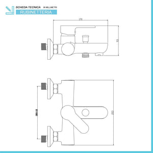 Set miscelatori cromati lavabo bidet e vasca con kit doccia Paco