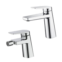 Set miscelatori cromato lucido lavabo e bidet in ottone Nemes