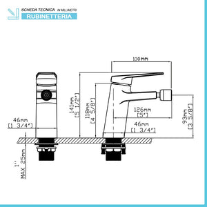 Set miscelatori cromato lucido lavabo e bidet in ottone Nemes