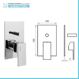Set miscelatori lavabo alto bidet e doccia 2 vie cromati serie Italia