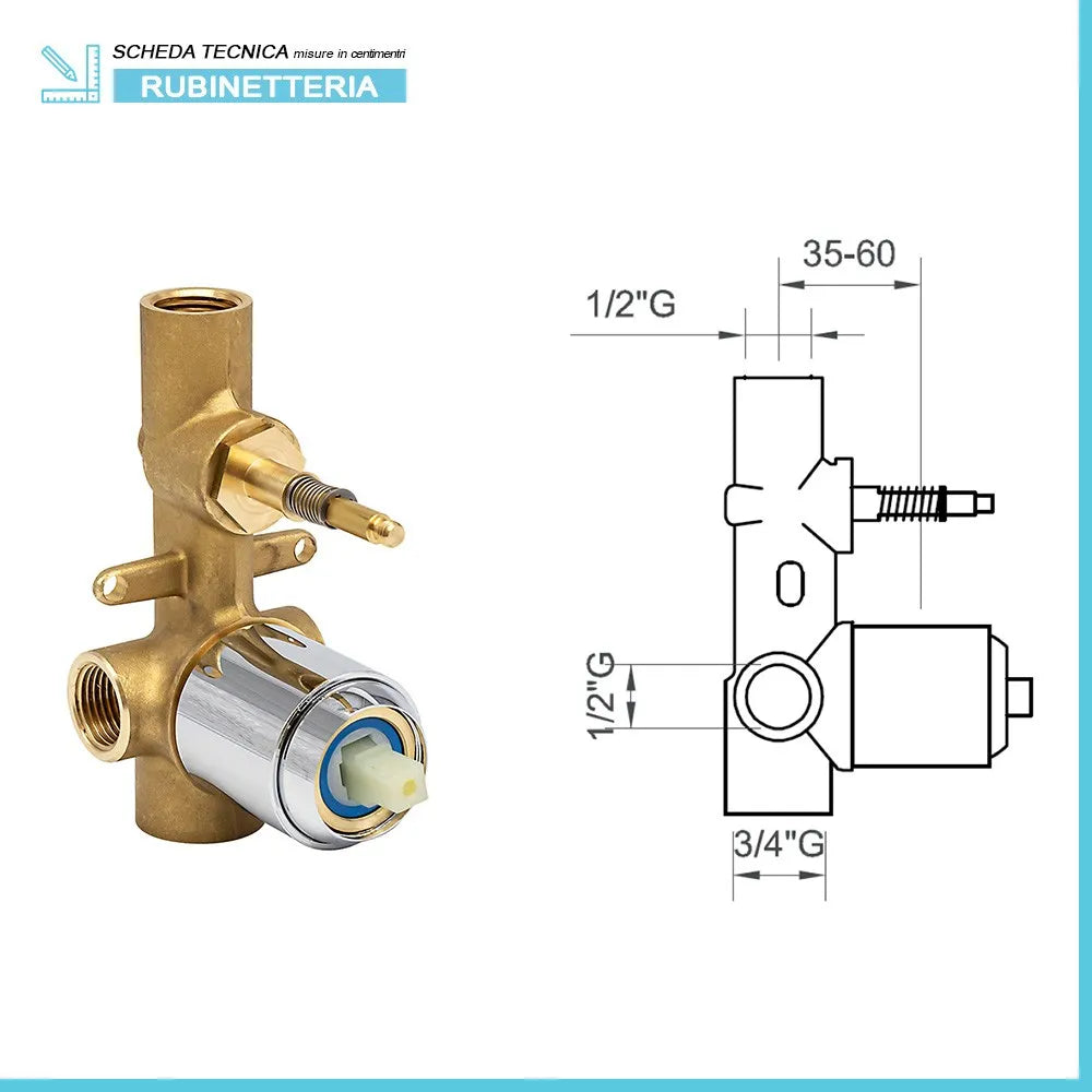 Set miscelatori lavabo alto bidet e doccia 2 vie cromati serie Italia