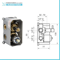 Set miscelatori lavabo alto bidet e doccia 3 vie cromati serie Italia