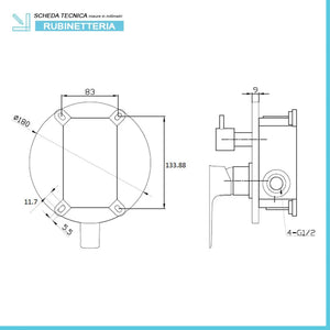 Set miscelatori lavabo alto bidet e doccia con deviatore in ottone Flat