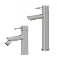 Set miscelatori lavabo alto e bidet acciaio spazzolato e piletta click-clack  York
