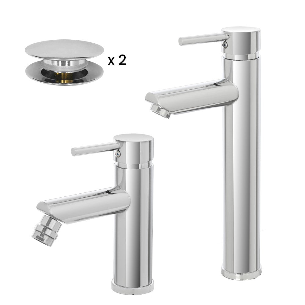 Set miscelatori lavabo alto e bidet cromo lucido con piletta click-clack  York