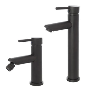 Set miscelatori lavabo alto e bidet nero opaco con piletta click clack  York