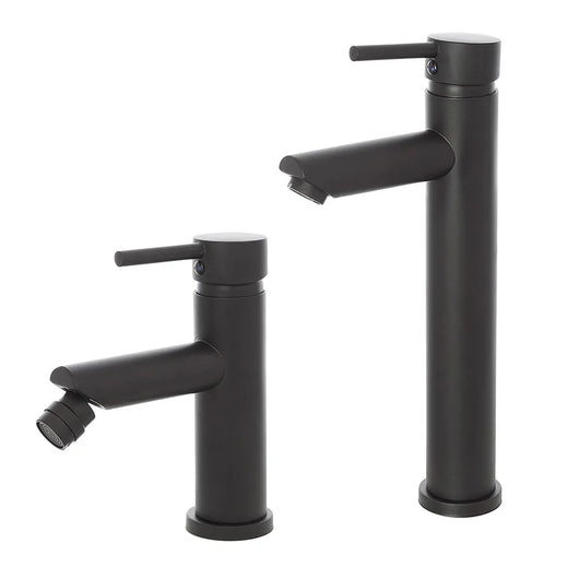 Set miscelatori lavabo alto e bidet nero opaco con piletta click clack  York