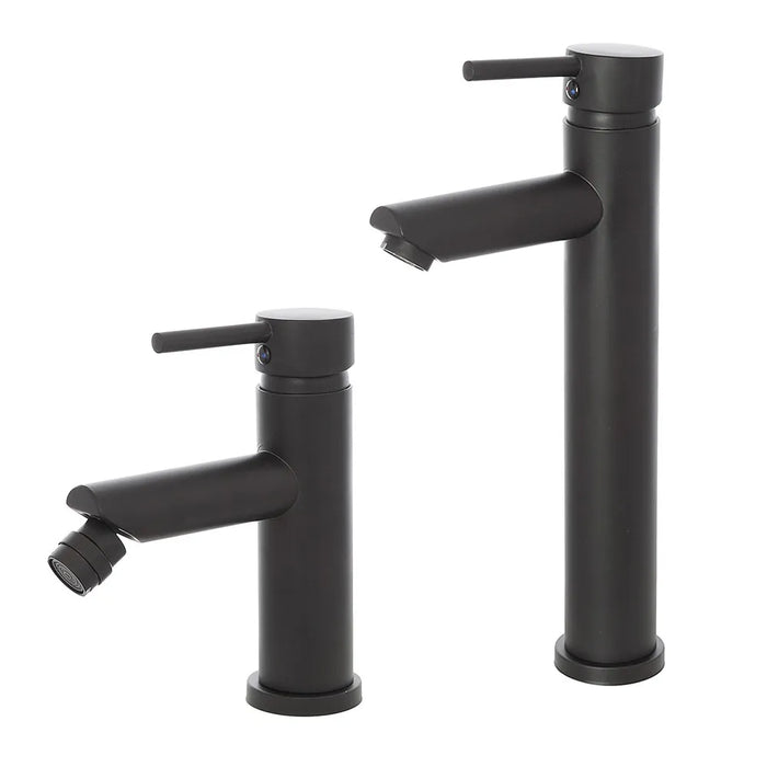 Set miscelatori lavabo alto e bidet nero opaco con piletta click clack  York