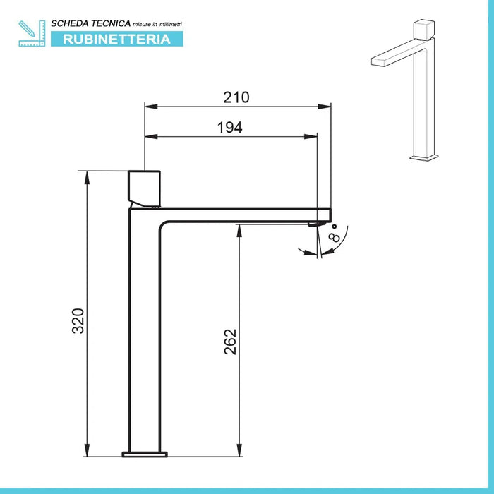 Set miscelatori lavabo alto e bidet senza leva cromato lucido  Torre