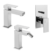 Set miscelatori lavabo bidet e doccia 2 vie cromati serie Italia