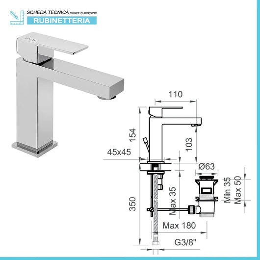 Set miscelatori lavabo bidet e doccia 3 vie cromati serie Italia