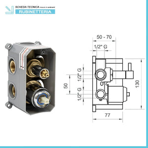 Set miscelatori lavabo bidet e doccia 3 vie cromati serie Italia