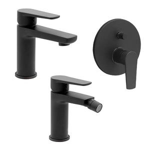 Set miscelatori lavabo bidet e doccia a incasso 2 vie nero opaco  Erika