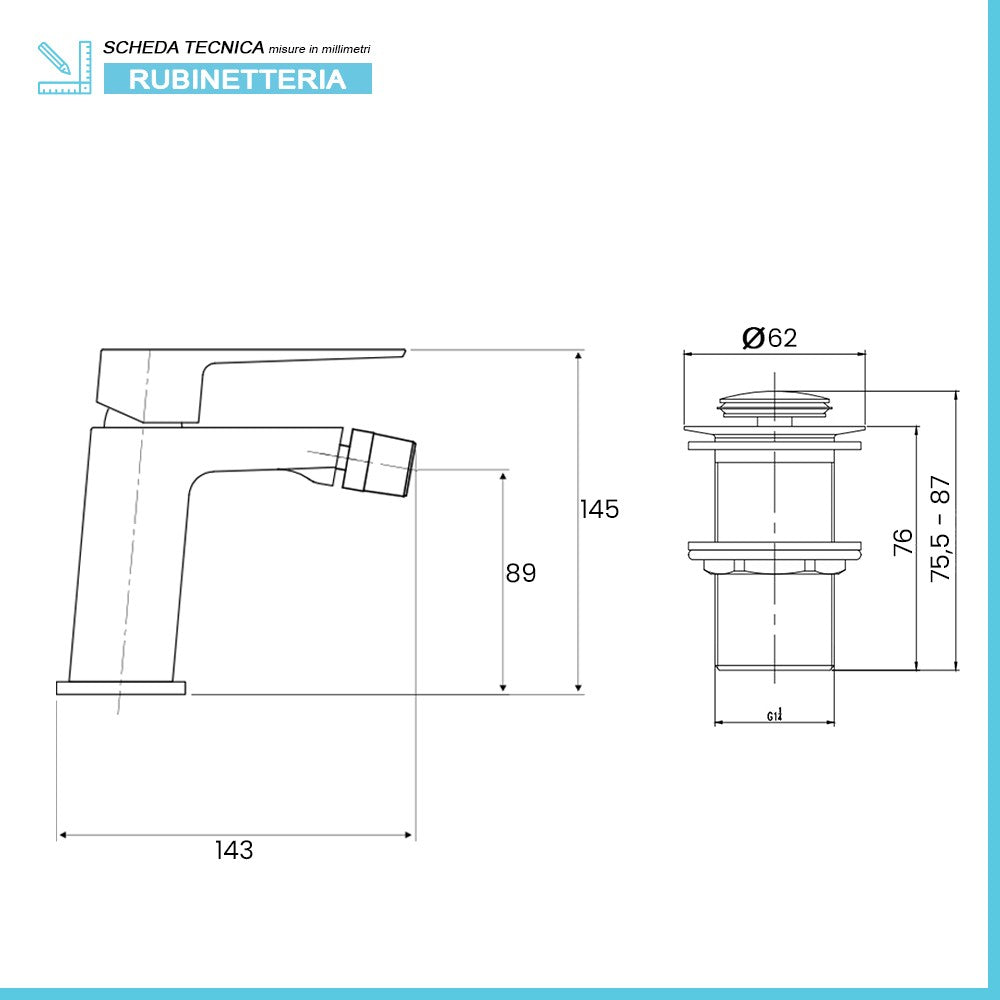 Set miscelatori lavabo bidet e doccia a incasso cromo lucido Kubo