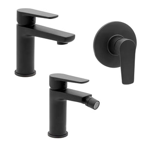 Set miscelatori lavabo bidet e doccia a incasso nero opaco  Erika