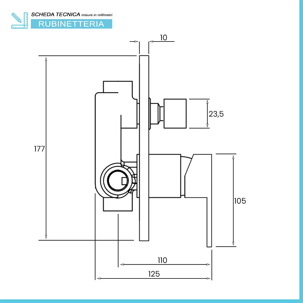 Set miscelatori lavabo bidet e doccia con deviatore cromo lucido Kubo