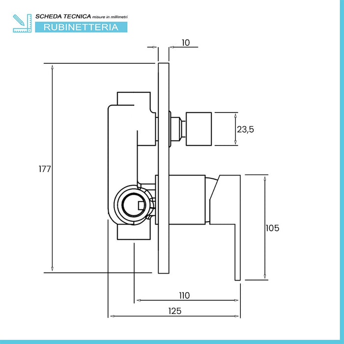 Set miscelatori lavabo bidet e doccia con deviatore cromo lucido Kubo