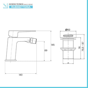 Set miscelatori lavabo bidet e doccia esterno cromo lucido Kubo